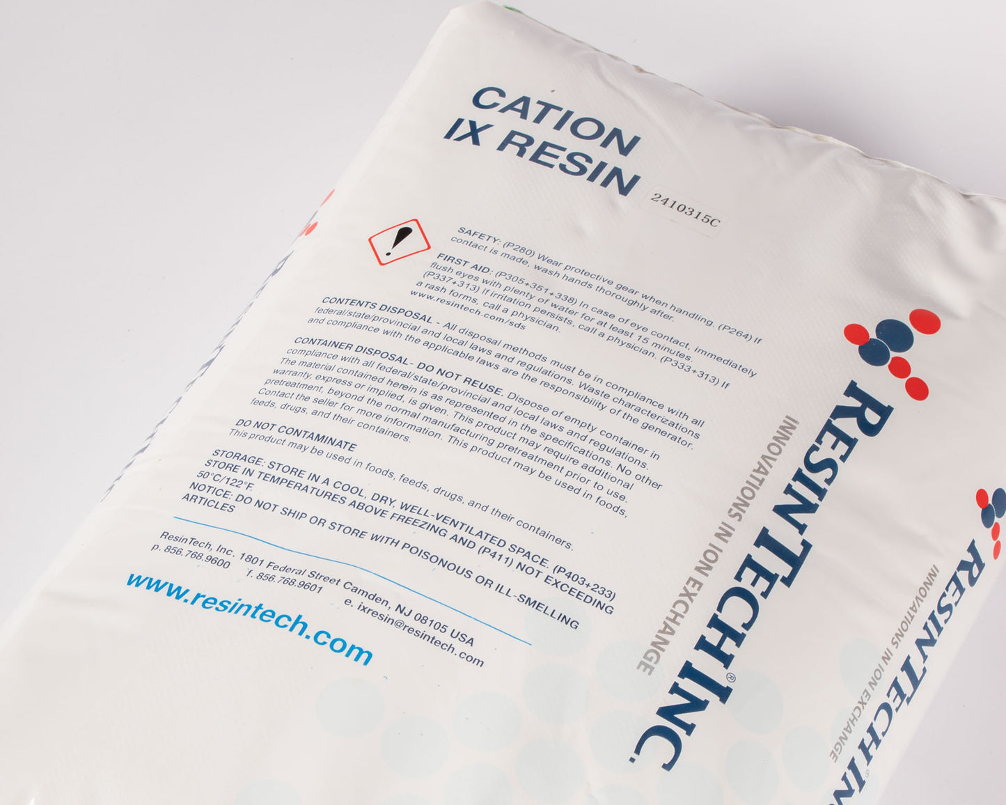 ResinTech CG8 Ion Exchange Resin – 1 cu.ft., 8% Crosslink, Sodium Form