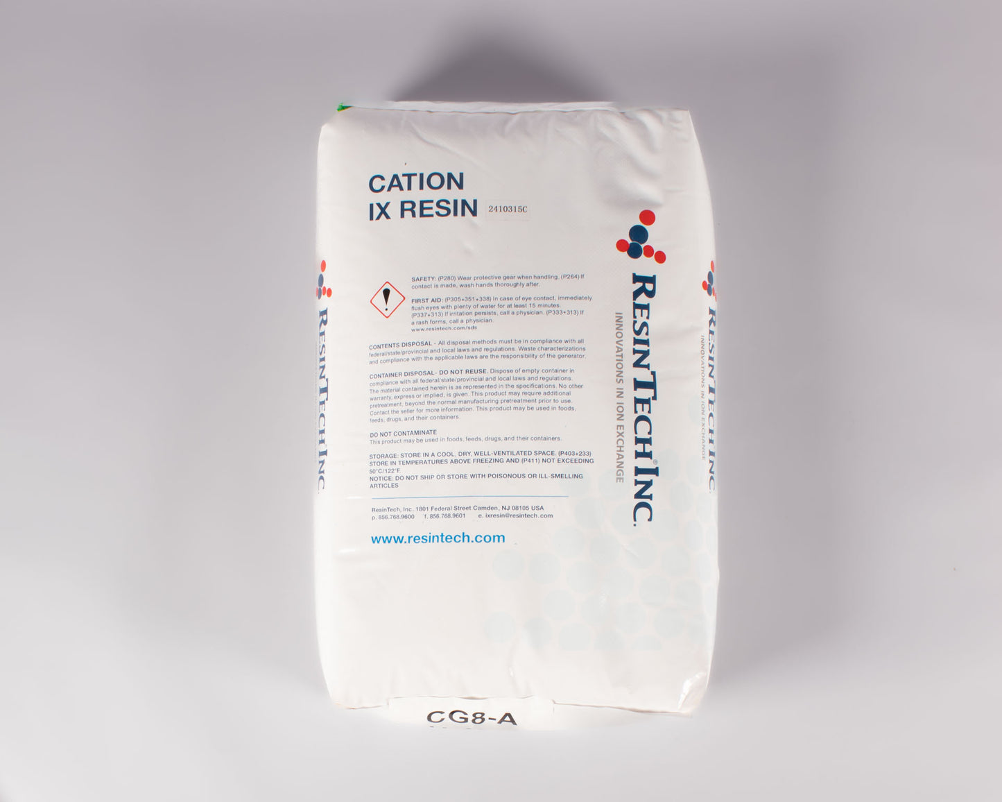 ResinTech CG8 Ion Exchange Resin – 1 cu.ft., 8% Crosslink, Sodium Form