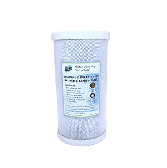 Block Activated Carbon Cartridge – 4.5" x 10", 10 Micron, Coconut Shell (Item #91241/N)