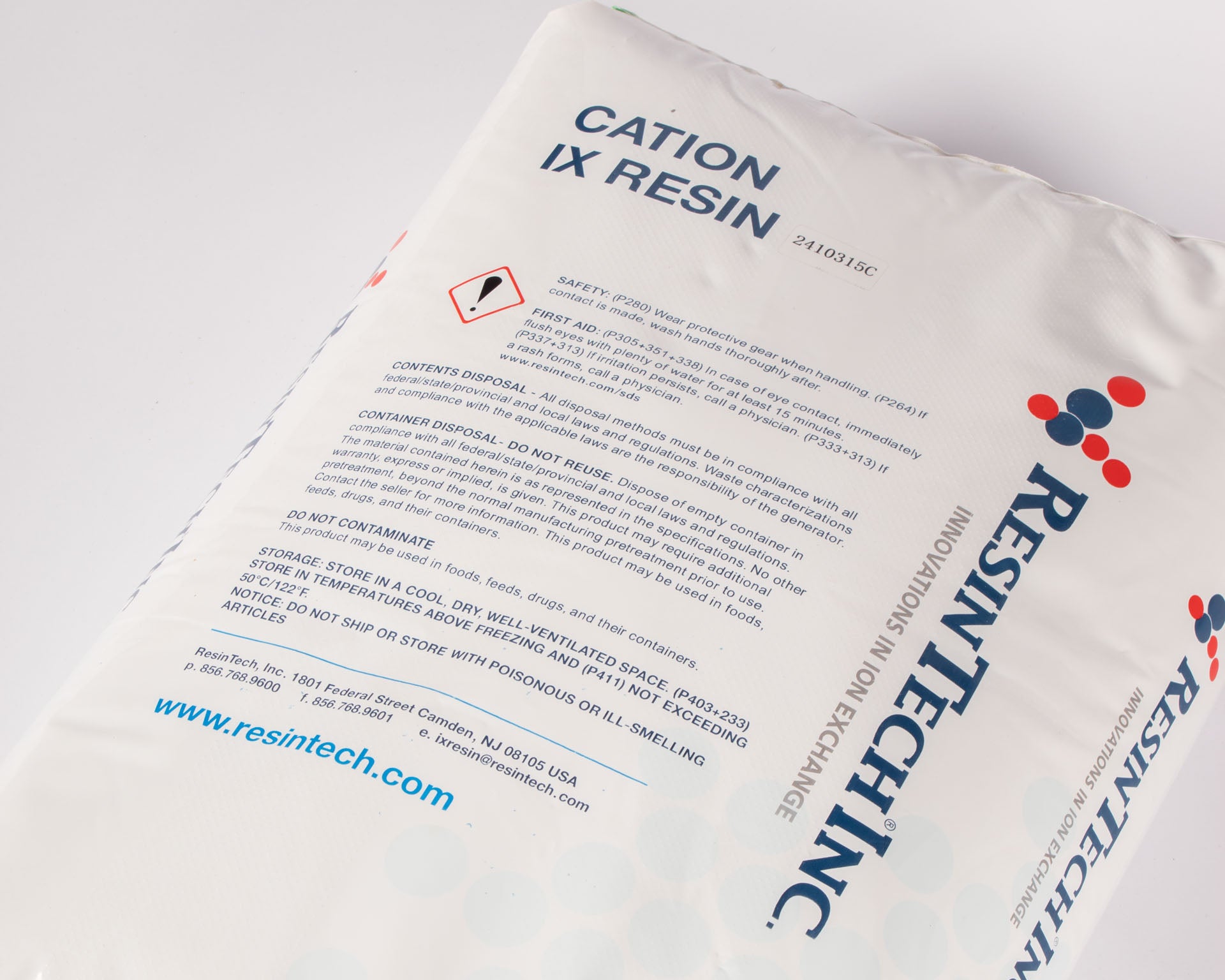 ResinTech CG8 Ion Exchange Resin – 1 cu.ft., 8% Crosslink, Sodium