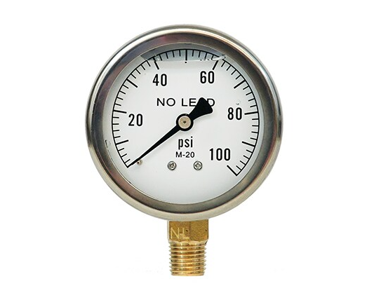 0–100 PSI 2-1/2" Liquid-Filled Stainless Steel Pressure Gauge